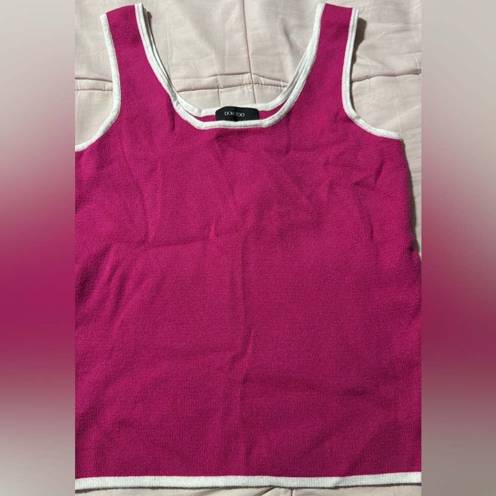 Medium hot pink tank.  Sweater type material.
